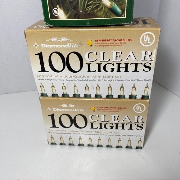 Clear/Mini Lights 100 Count HolidayTime Incandescent Wedding Patio Lot of 3 NEW - Picture 3 of 6